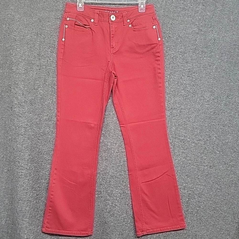 Vintage Gitano Jeans Flares Red Embroidered Pockets Women’s Size 8 (30 X 31")